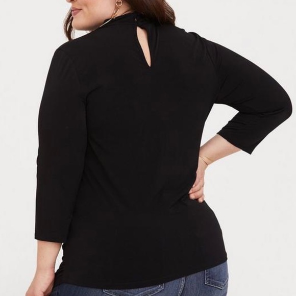Torrid Black Studio Knit Choker Neck Top Size 0 Large 12 - Picture 2 of 14